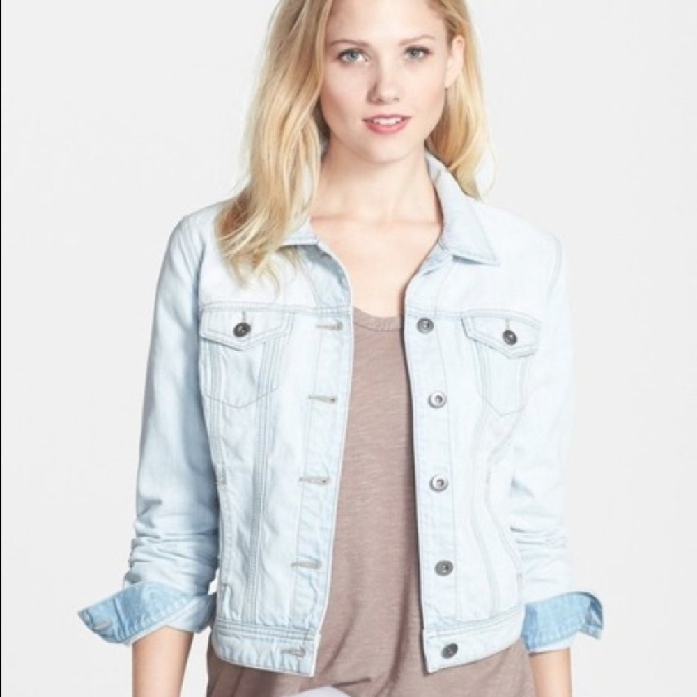 Halogen Bleached-Out Wash Denim Jacket (Size XS)